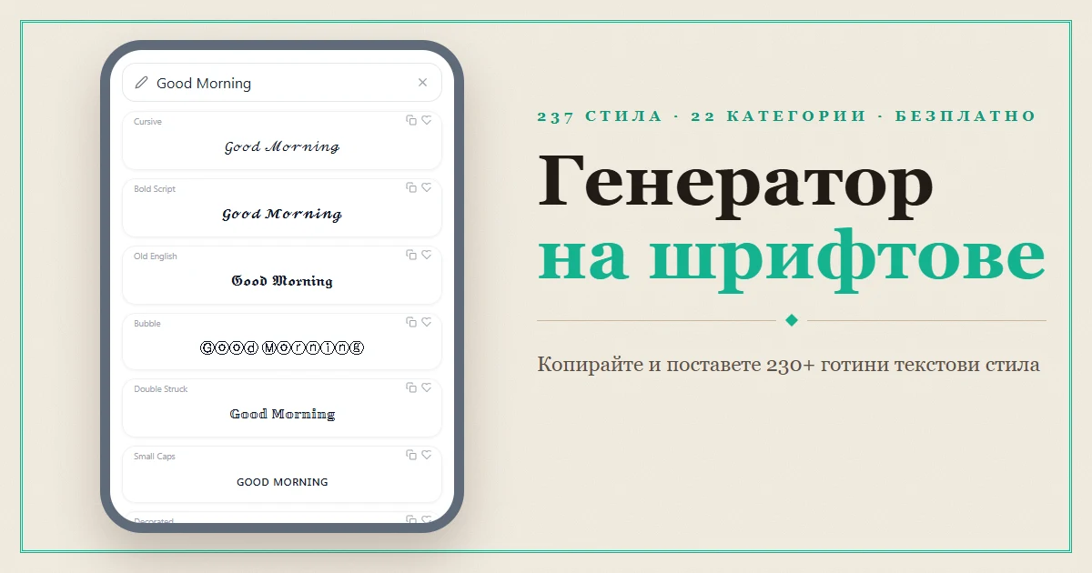 Font Generator — копирайте и поставете над 230 готини текстови стила