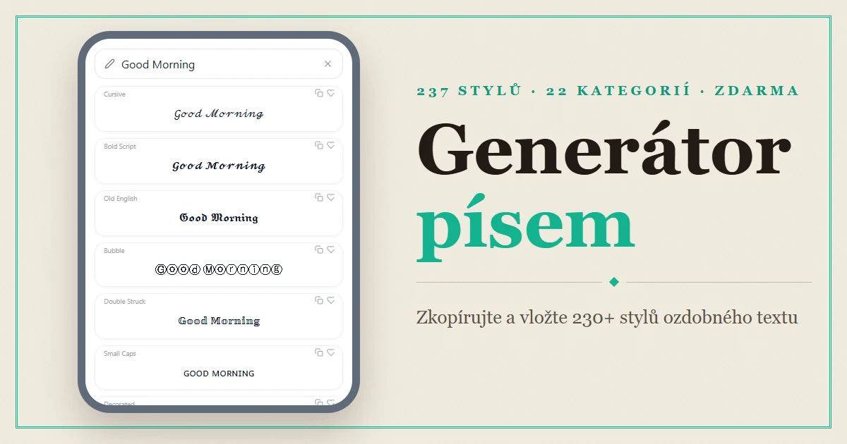 Font Generator — zkopírujte a vložte více než 230 stylů ozdobného textu