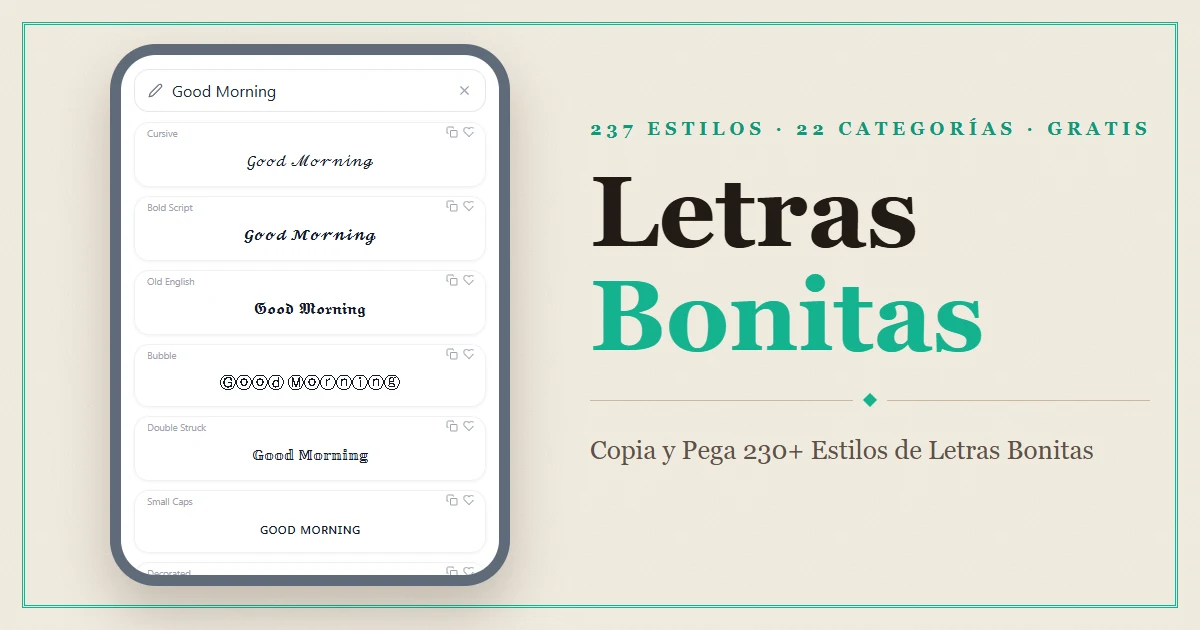 Font Generator — copia y pega más de 230 estilos de letras bonitas