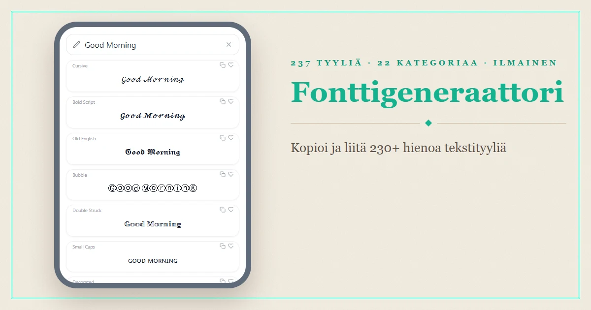 Font Generator — kopioi ja liitä yli 230 hienoa tekstityyliä