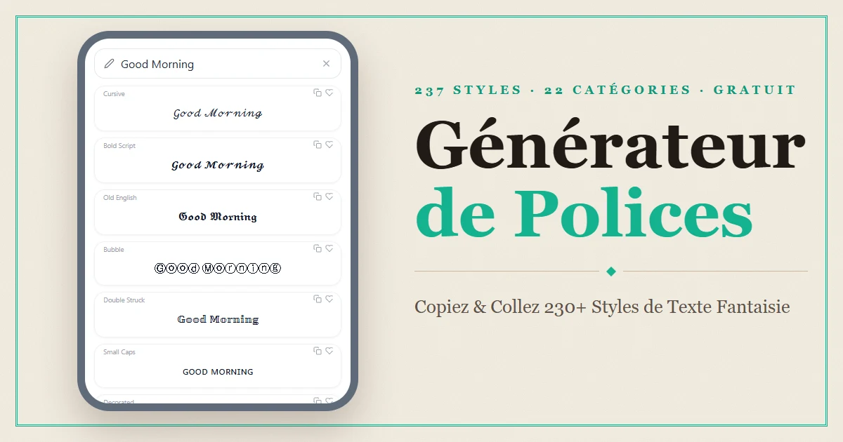 Font Generator — Copiez-collez plus de 230 styles de texte fantaisie
