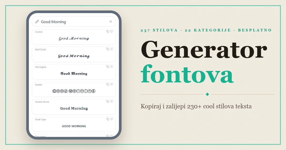 Font Generator — kopiraj i zalijepi više od 230 cool stilova teksta