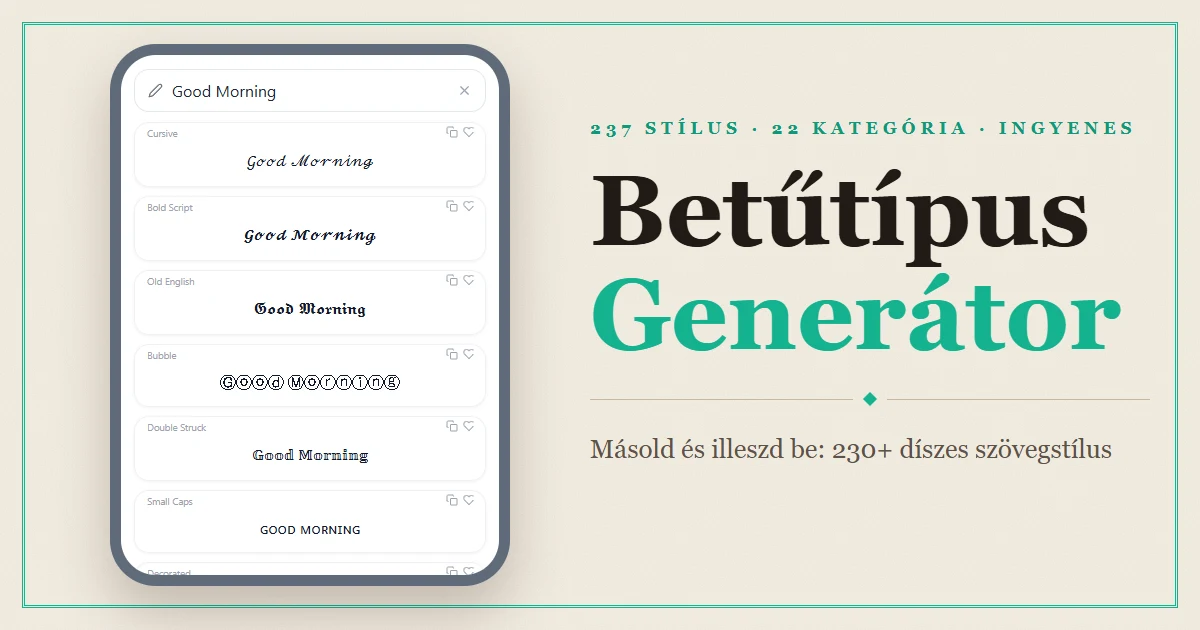 Font Generator – 230+ díszes szövegstílus másolható és beilleszthető