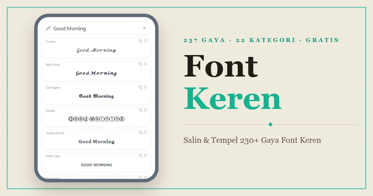 Font Generator — Salin & Tempel 230+ Gaya Font Keren