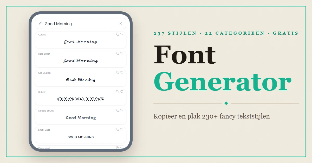 Font Generator — Kopieer en plak 230+ fancy tekststijlen