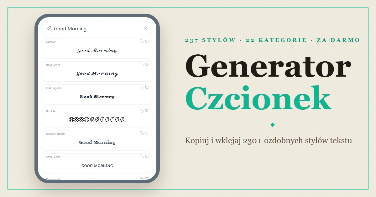 Font Generator — kopiuj i wklejaj 230+ ozdobnych stylów tekstu