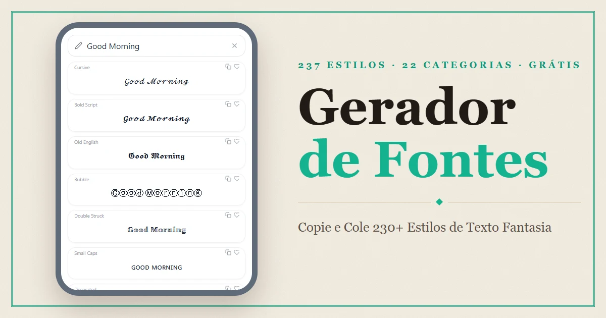 Font Generator — Copie e Cole mais de 230 Estilos de Texto Fantasia
