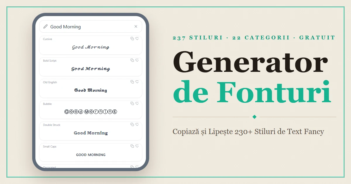 Font Generator — Copiază și lipește peste 230 de stiluri de text fancy