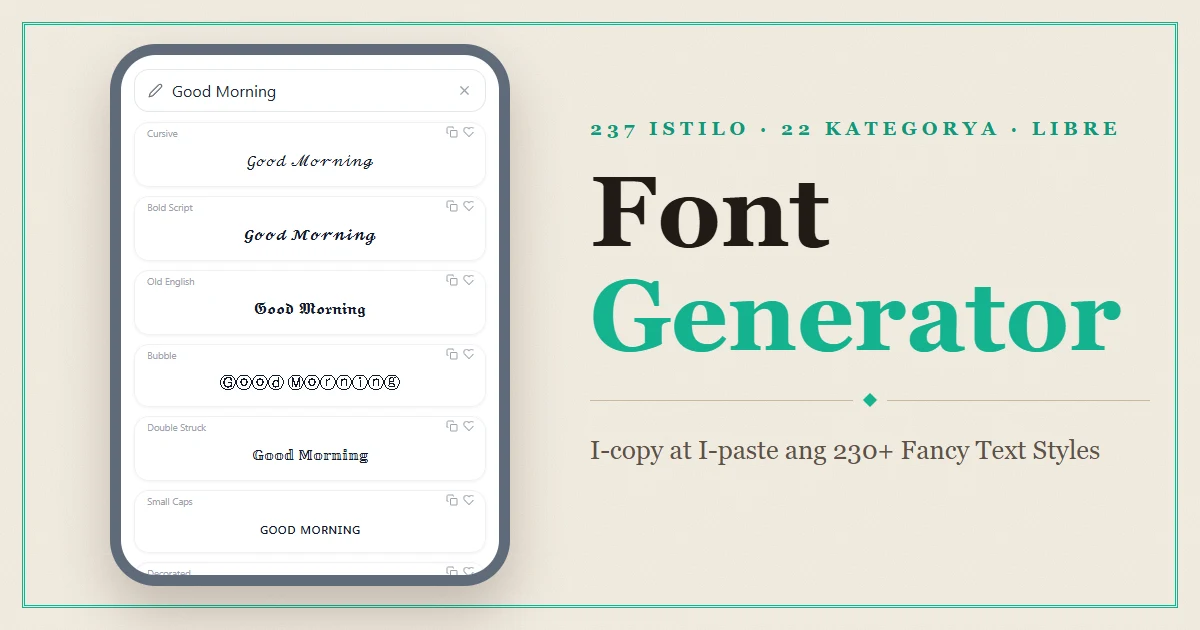 Font Generator — I-copy at I-paste ang 230+ Fancy Text Styles