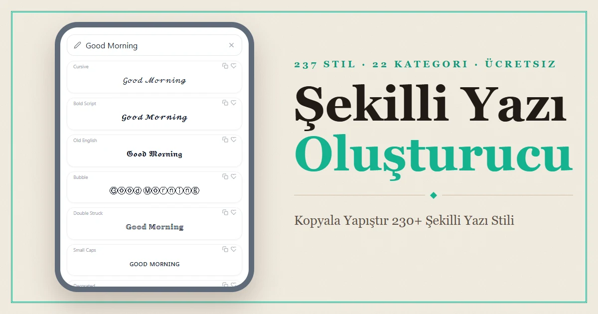 Font Generator — 230+ Şekilli Yazı Stilini Kopyala Yapıştır