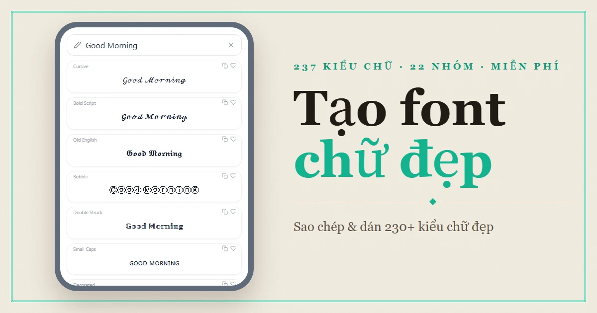 Font Generator — Sao chép & dán hơn 230 kiểu chữ đẹp